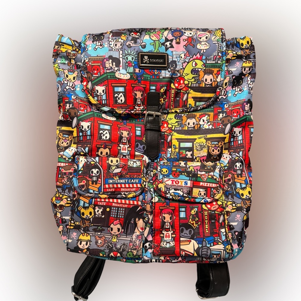 Tokidoki City Scene Backpack Multicolor Nylon Kawaii Bag Broken Zipper Read - Picture 1 of 12